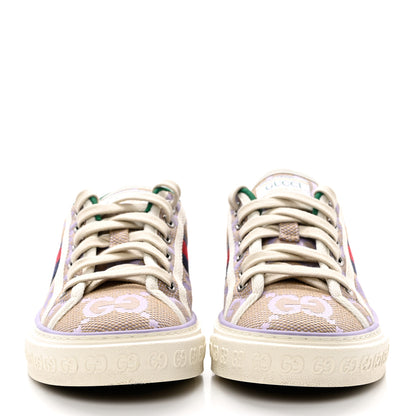 Gucci Monogram Jumbo GG Web Womens 1977 Tennis Sneakers 37.5 Beige Lapis Mystic White 2 of 8