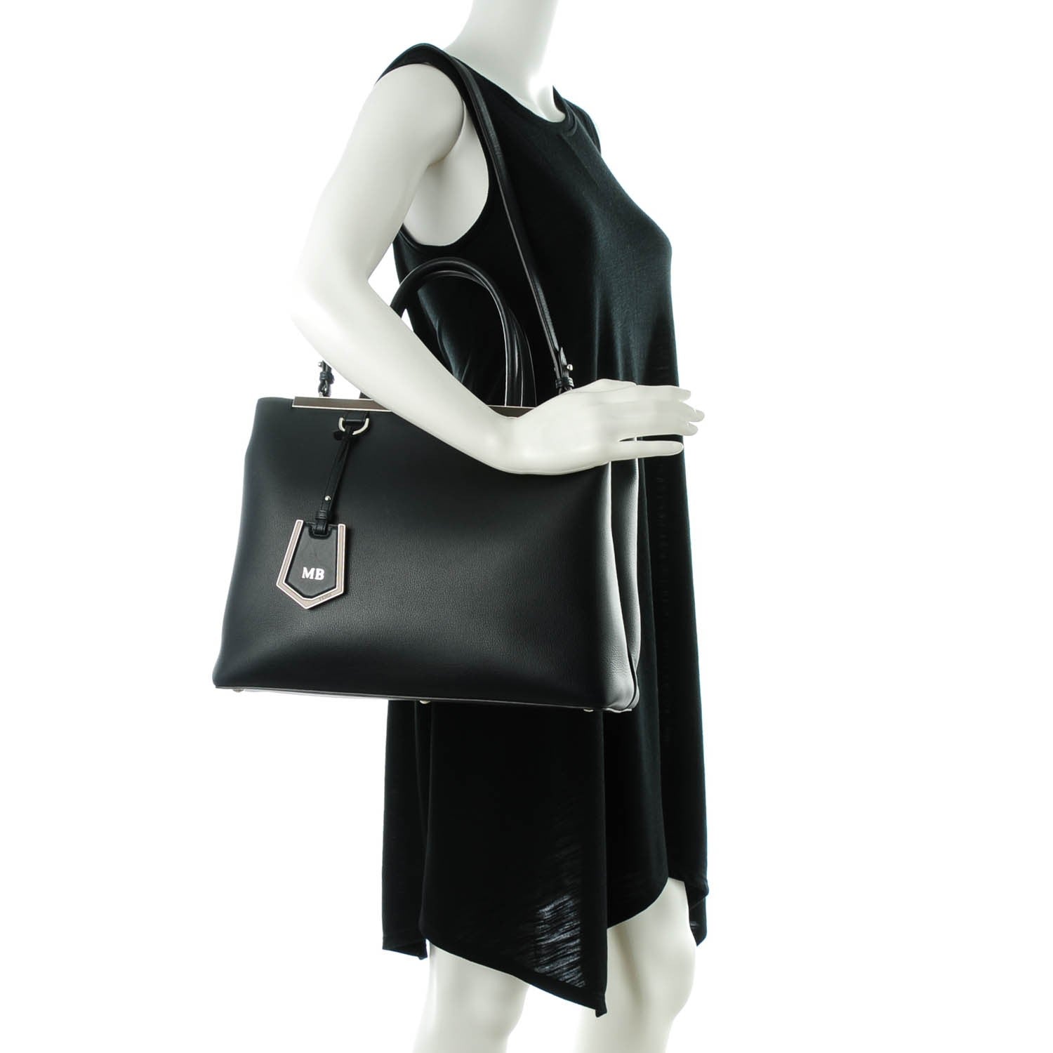 Fendi Vitello Dolce Marmol Regular 2Jours Tote Blue Notte Papavero 2 of 8