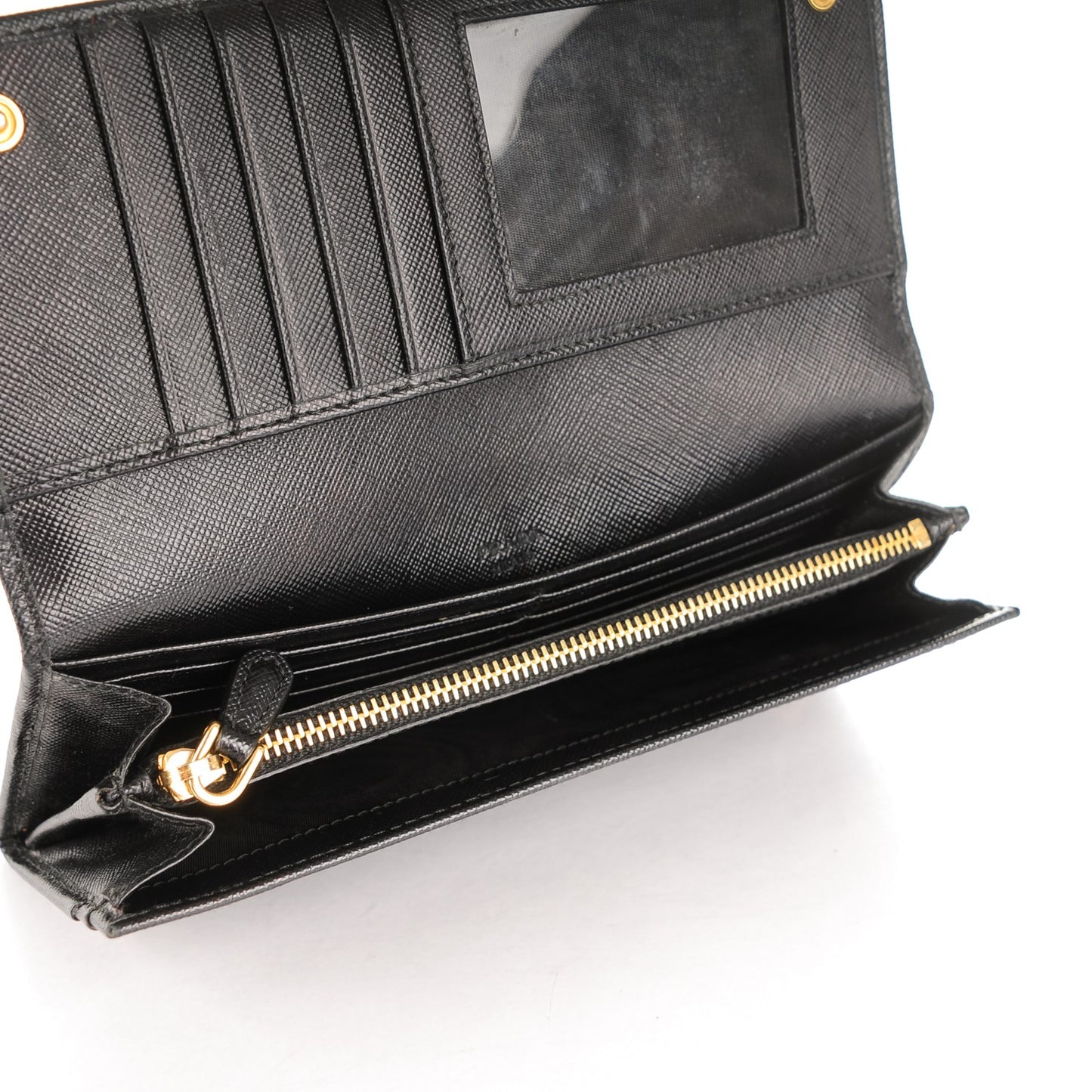 Saffiano Metal Continental Flap Wallet Nero Black