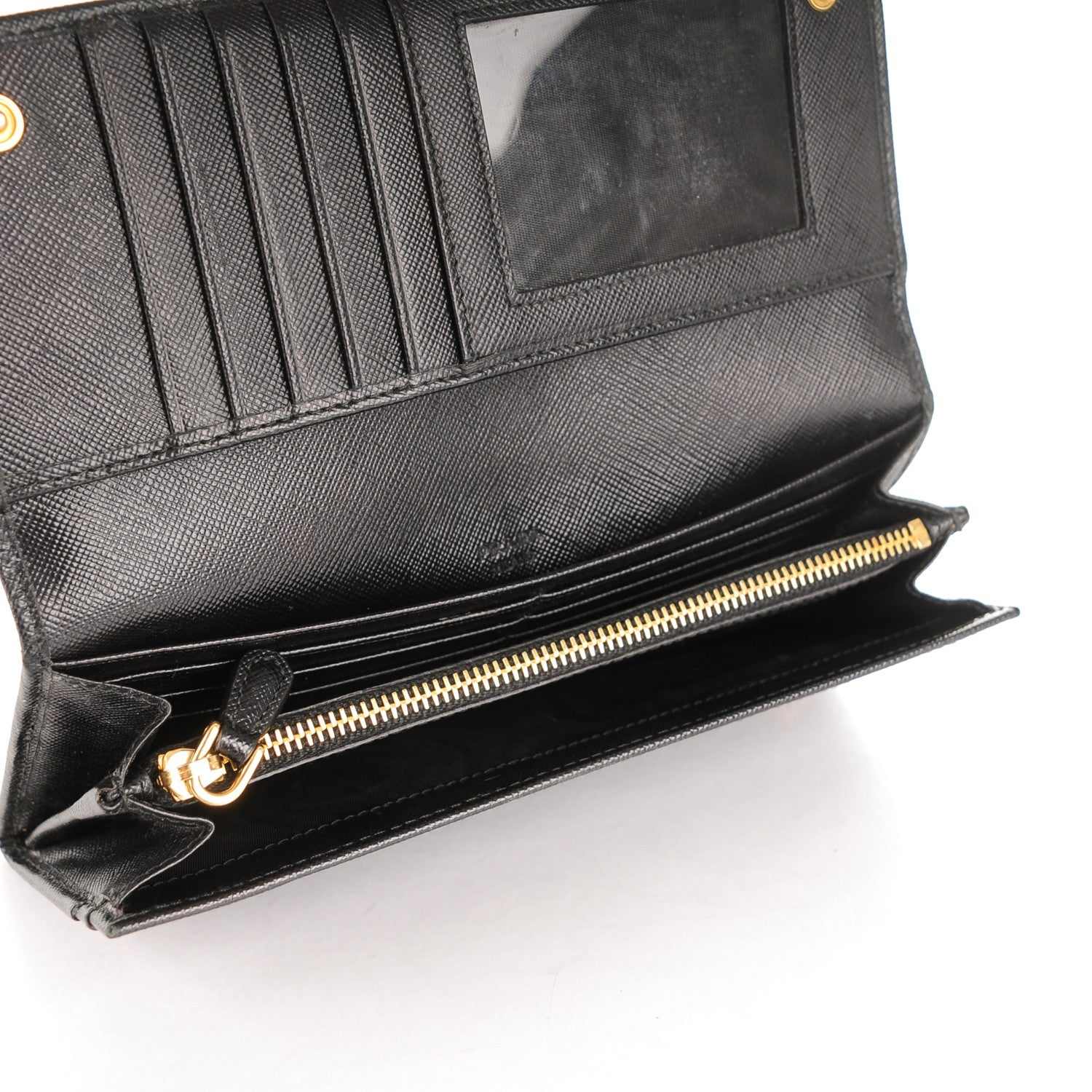 Prada Saffiano Metal Continental Flap Wallet Nero Black 5 of 8