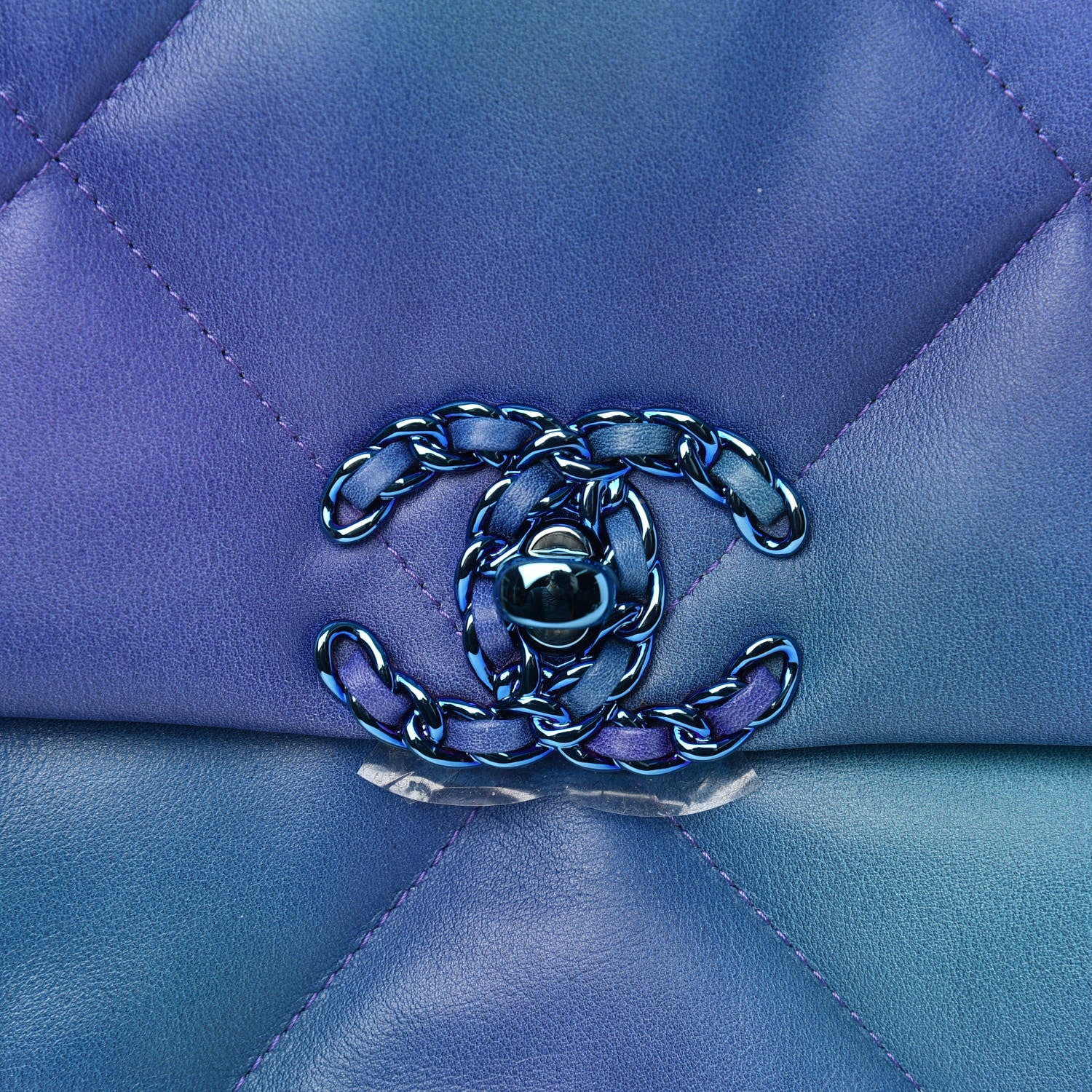 Chanel Tie Dye Calfskin Quilted Medium Chanel 19 Flap Blue Purple 10 of 11