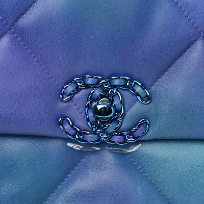Chanel Tie Dye Calfskin Quilted Medium Chanel 19 Flap Blue Purple 10 of 11