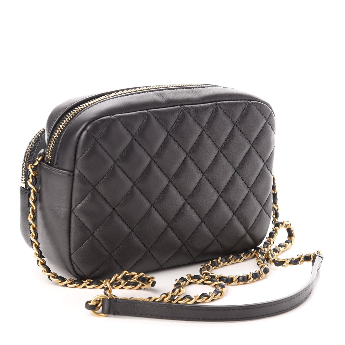 Calfskin Quilted Day Trips Camera Case Black