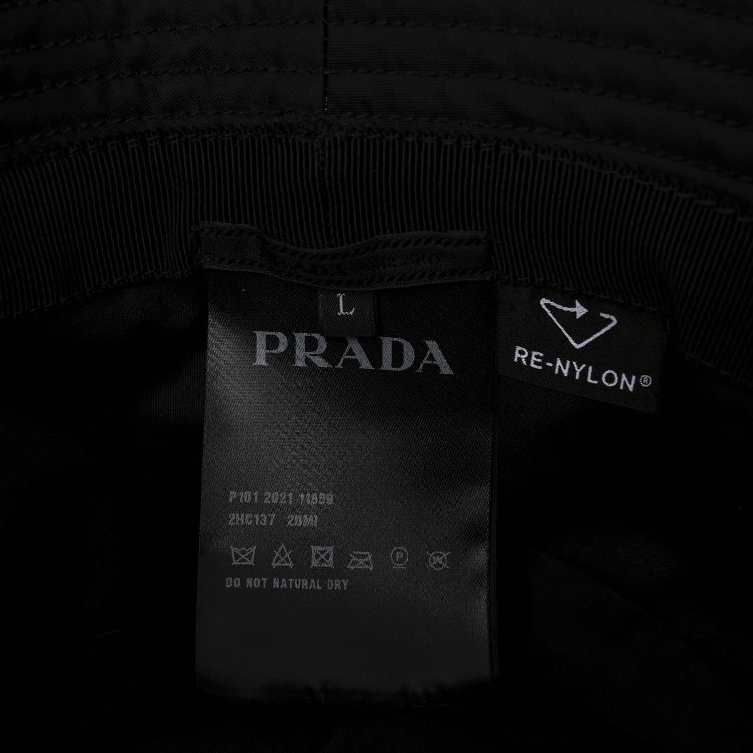Prada Re-Nylon Metal Triangle Logo Womens Bucket Hat L Black 7 of 7