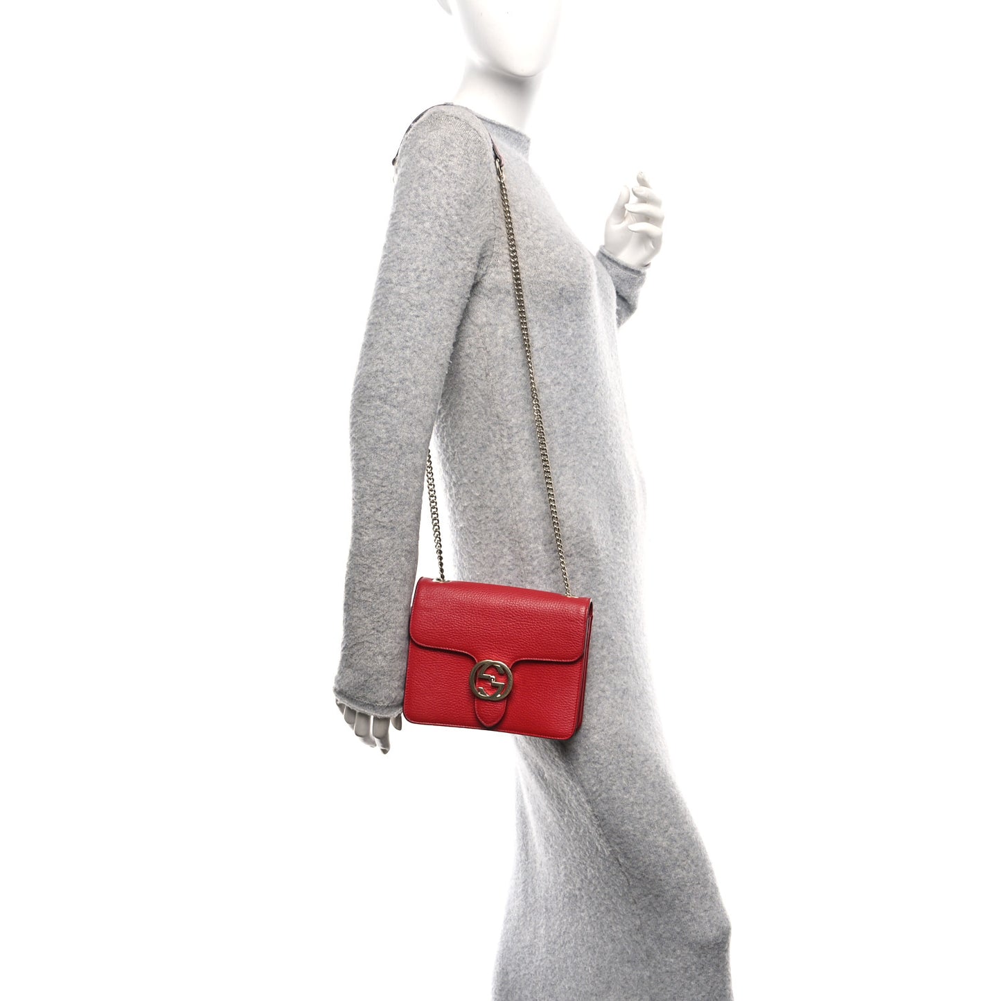 Dollar Calfskin Small Interlocking G Shoulder Bag Red