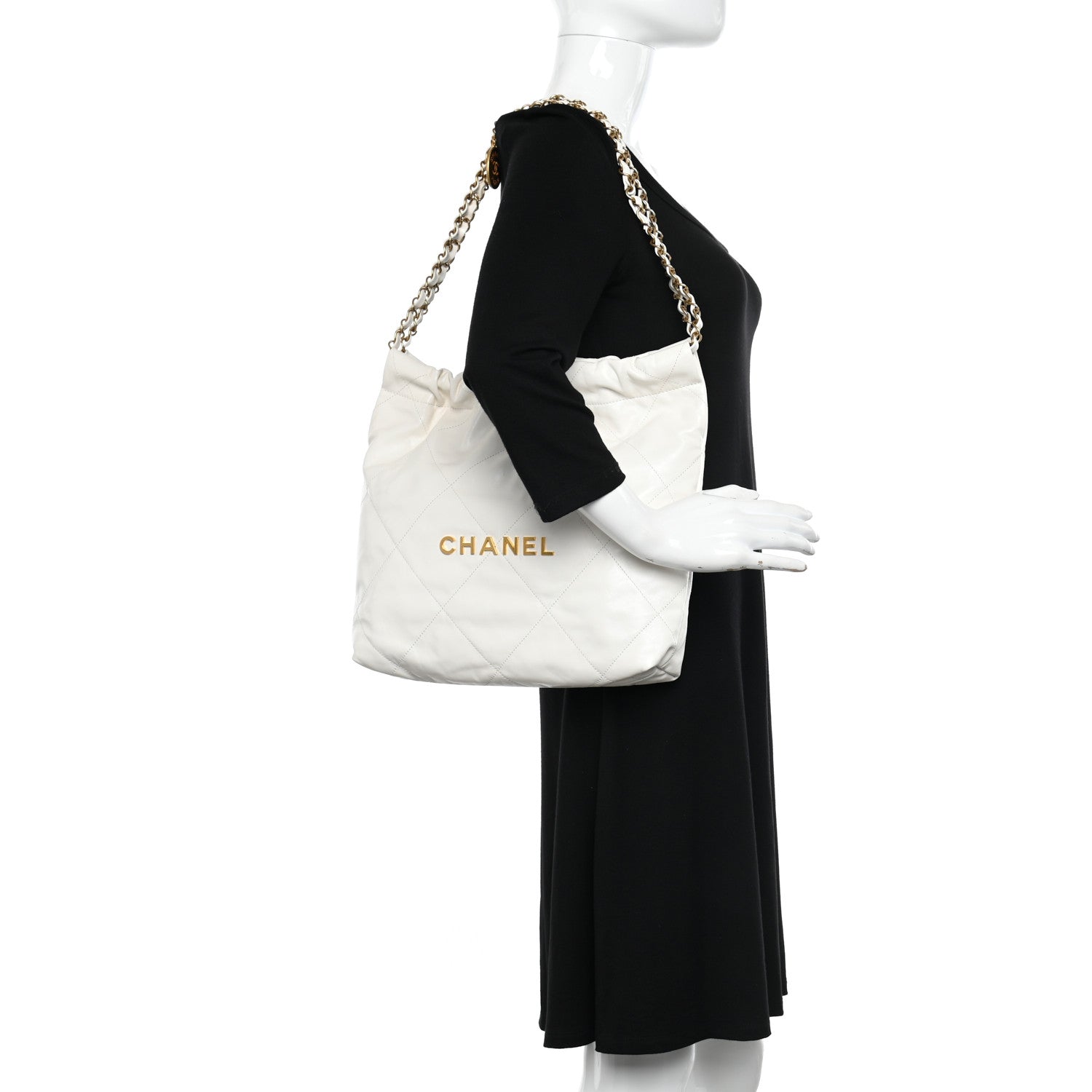 Chanel Shiny Calfskin Quilted Small Chanel 22 White 2 of 13