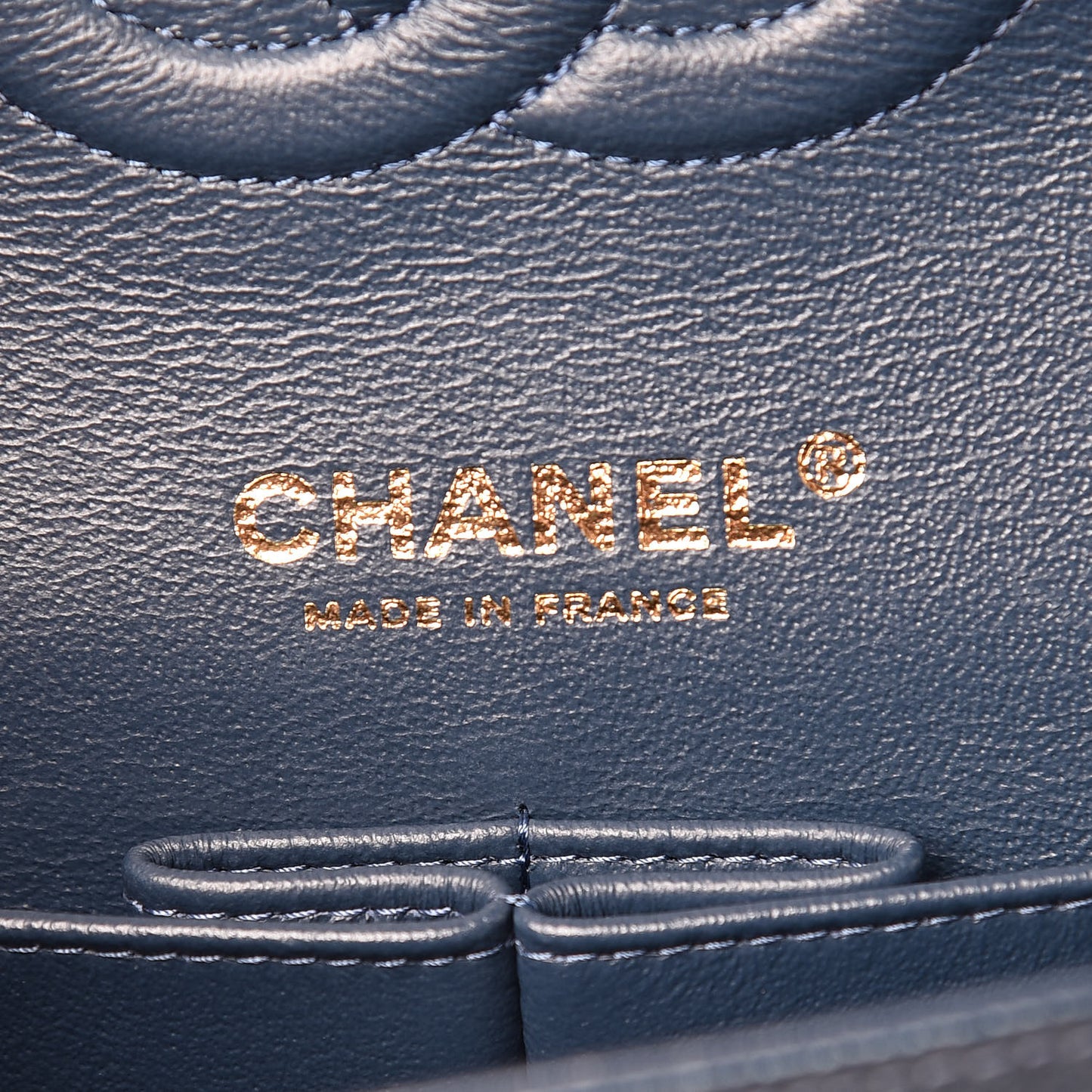 Iridescent Caviar Quilted Medium Double Flap Dark Blue