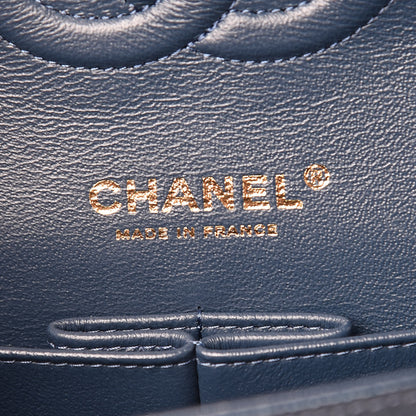 Chanel Iridescent Caviar Quilted Medium Double Flap Dark Blue 9 of 11