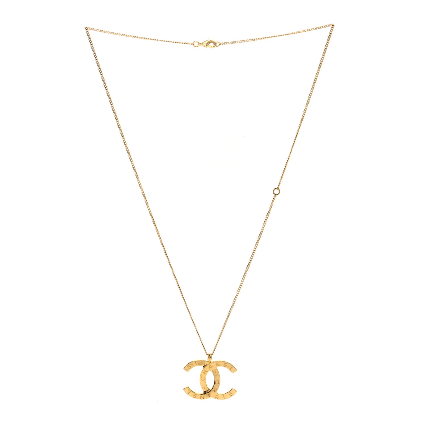 Metal CC Paris Button Necklace Gold