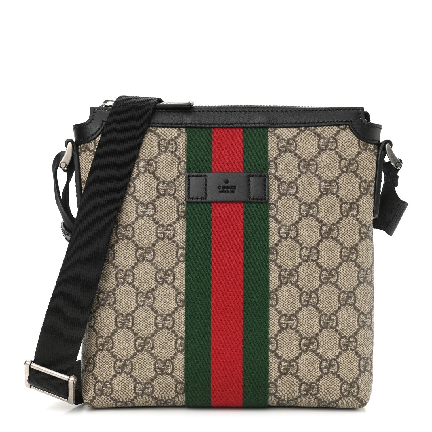 Gucci GG Supreme Monogram Web Messenger Bag Black 1 of 10