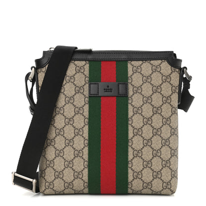 Gucci GG Supreme Monogram Web Messenger Bag Black 1 of 10