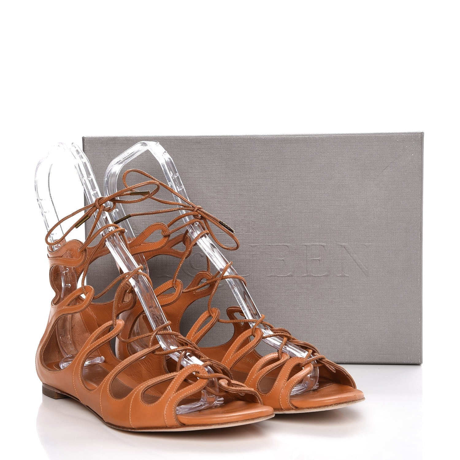 Alexander McQueen Caflskin Lace Up Gladiator Sandals 37.5 Tan 16 of 16