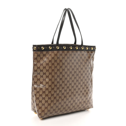 Gucci Crystal Monogram Large Babouska Vertical Shopping Tote Brown 3 of 12