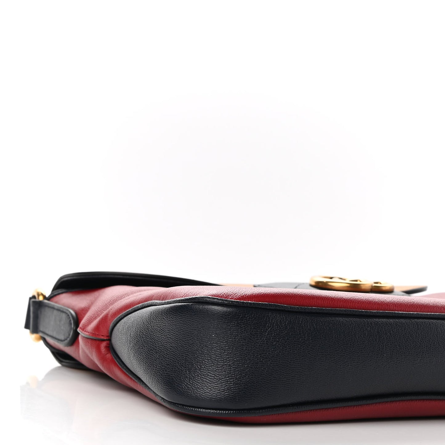 New Sakai Calfskin Lux Tri-Color Medium Dahlia Messenger Shoulder Bag New Cherry Red Sun Oil Blue