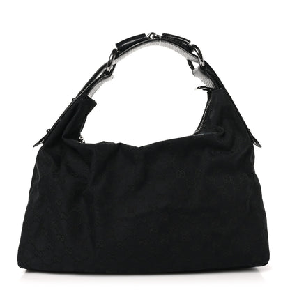Gucci Monogram Medium Horsebit Chain Hobo Black 1 of 10