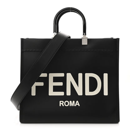 Fendi Vitello King Plexiglass Medium Fendi Sunshine Shopper Tote Black White 1 of 10