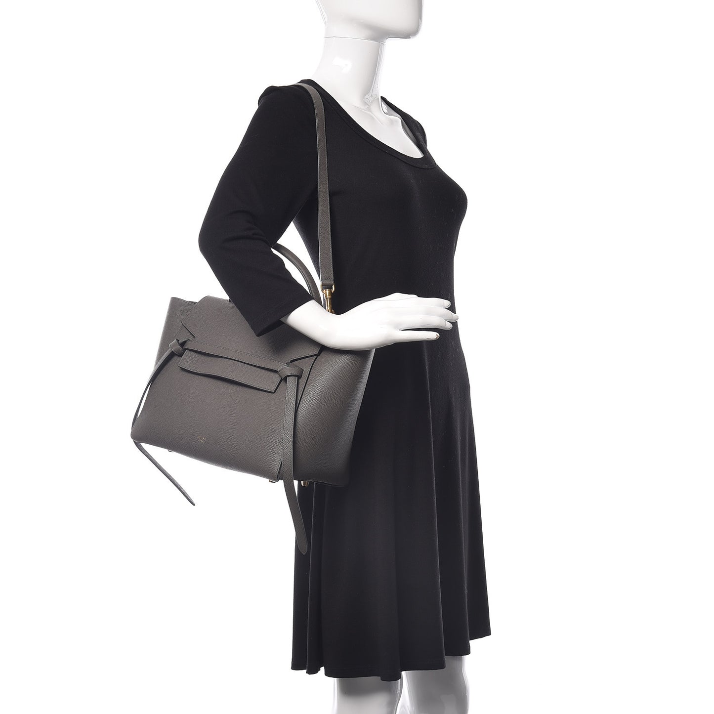 Grained Calfskin Mini Belt Bag Grey