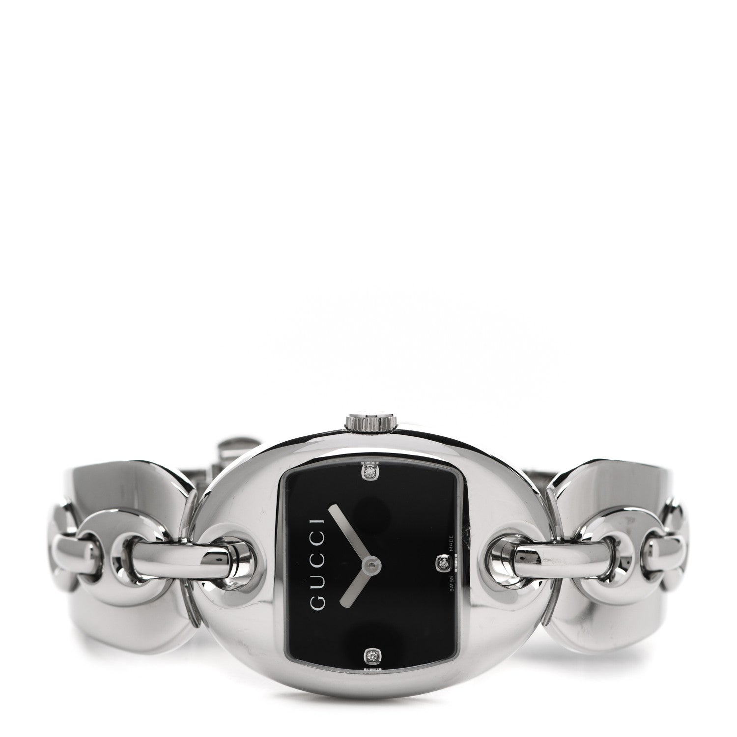 Gucci Stainless Steel Diamond 32mm Marina Quartz Watch Black 2 of 5