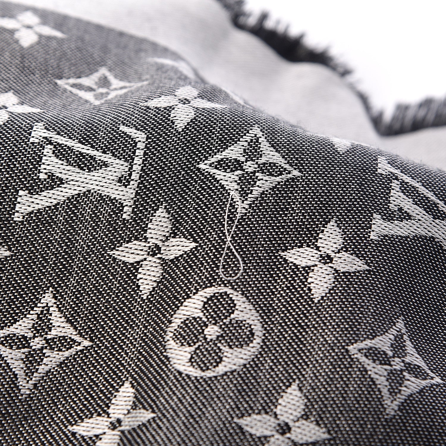 Louis Vuitton Wool Silk Monogram Denim Shawl Black 10 of 13