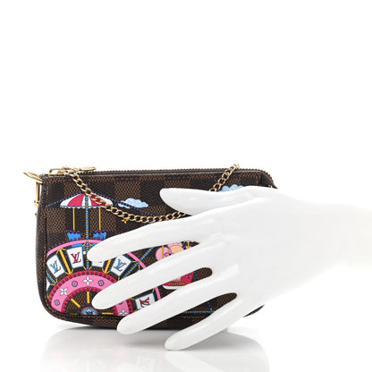 Louis Vuitton Damier Ebene 2020 Christmas Animation Big Wheel Mini Pochette Accessories Rose Ballerine 2 of 7