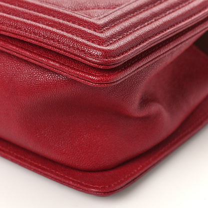 Chanel Caviar Chevron Quilted Medium Boy Flap Red 9 of 9