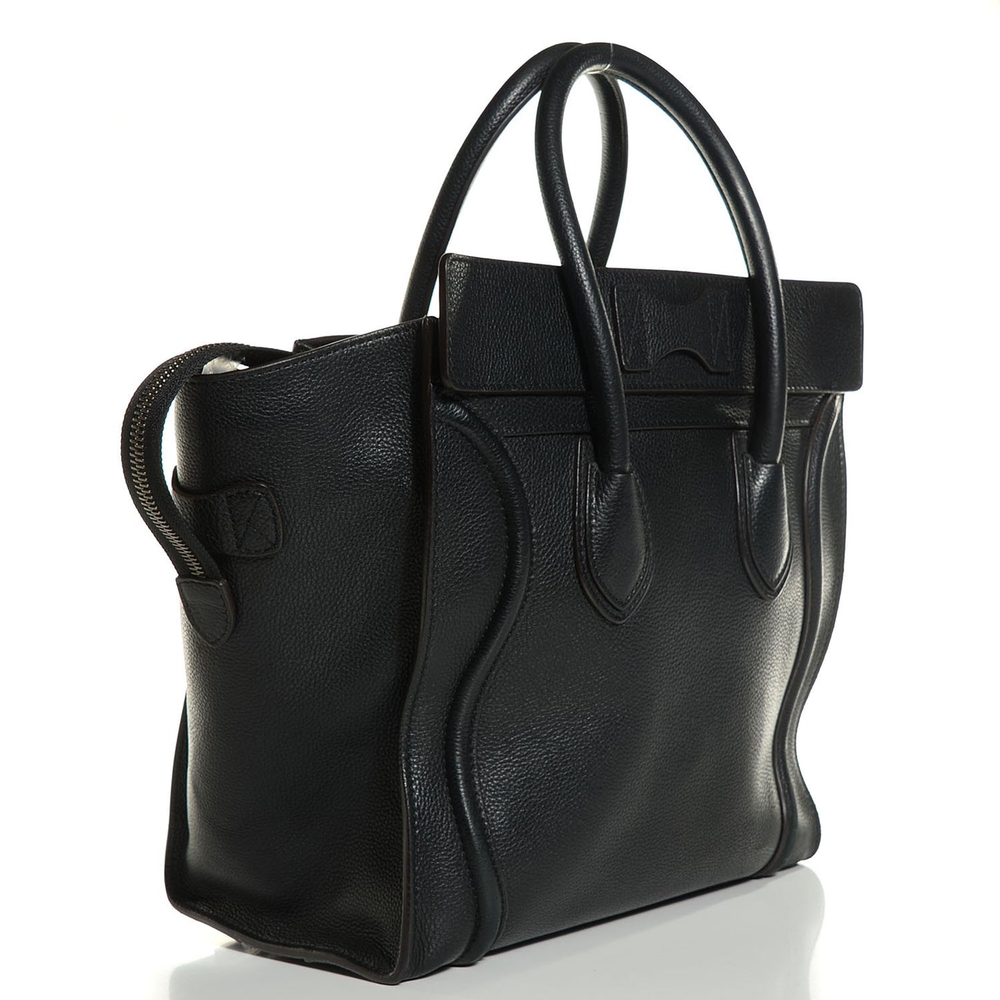 Drummed Calfskin Mini Luggage Black