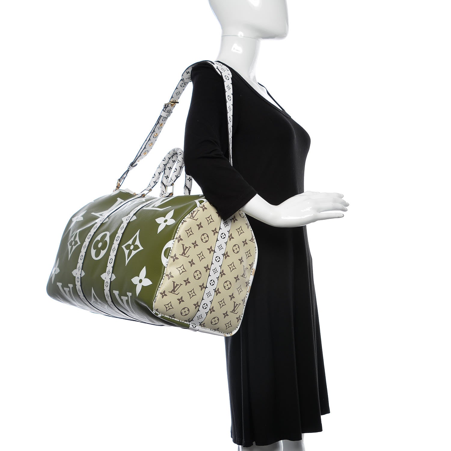 Louis Vuitton Monogram Giant Keepall Bandouliere 50 Kaki Beige 12 of 12