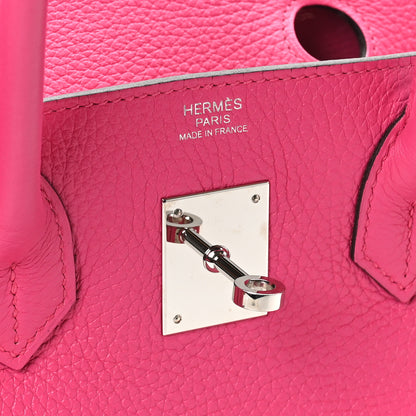 Hermes Taurillon Clemence Birkin 30 Rose Shocking 6 of 10