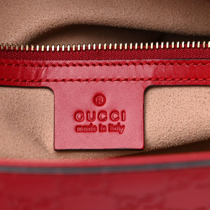 Gucci Guccissima Small Zippered Bucket Tote Hibiscus Red 6 of 11