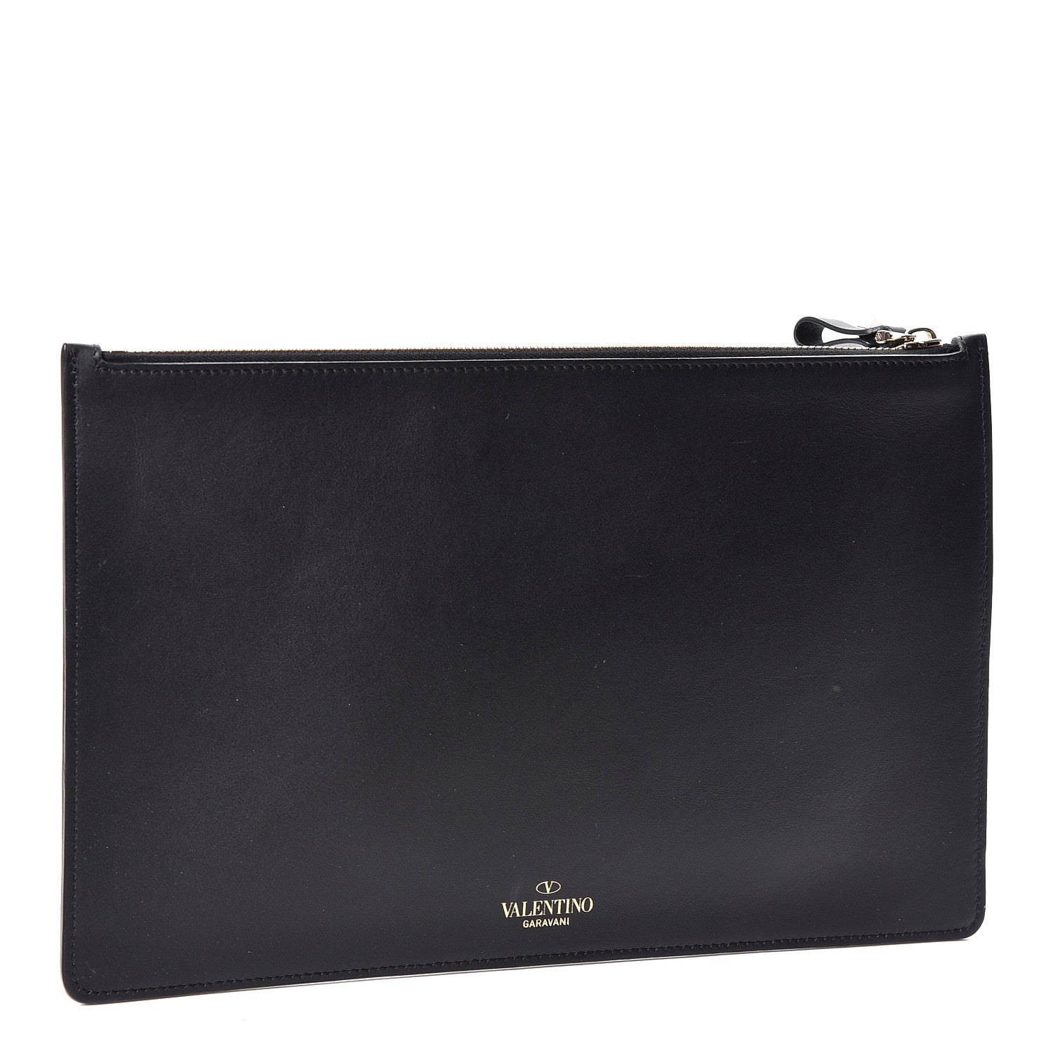 Valentino Garavani Calfskin VLTN Large Flat Zip Pouch Black 2 of 8