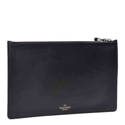 Valentino Garavani Calfskin VLTN Large Flat Zip Pouch Black 2 of 8