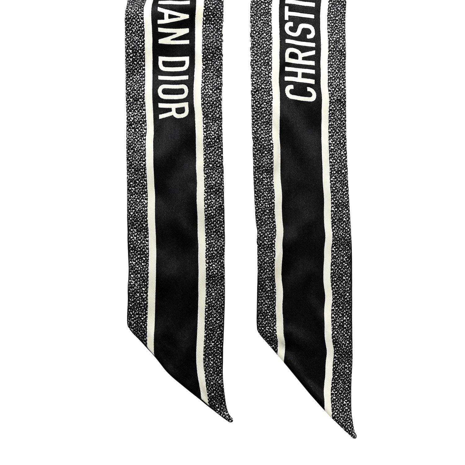 Christian Dior シルク リボンタイ ブラック Christian Dior Silk Houndstooth Mitzah Scarf Black White 1884551