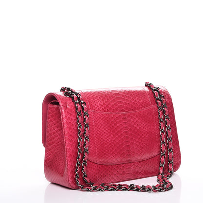 Chanel Python Jumbo Double Flap Dark Pink 3 of 9