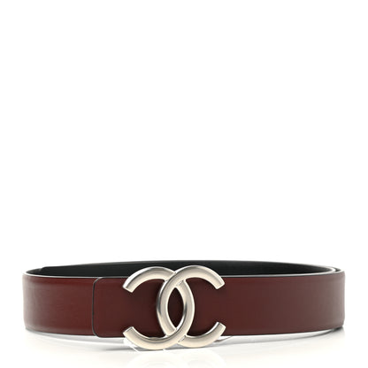 Chanel Calfskin CC Reversible Belt 80 32 Black Burgundy 3 of 6