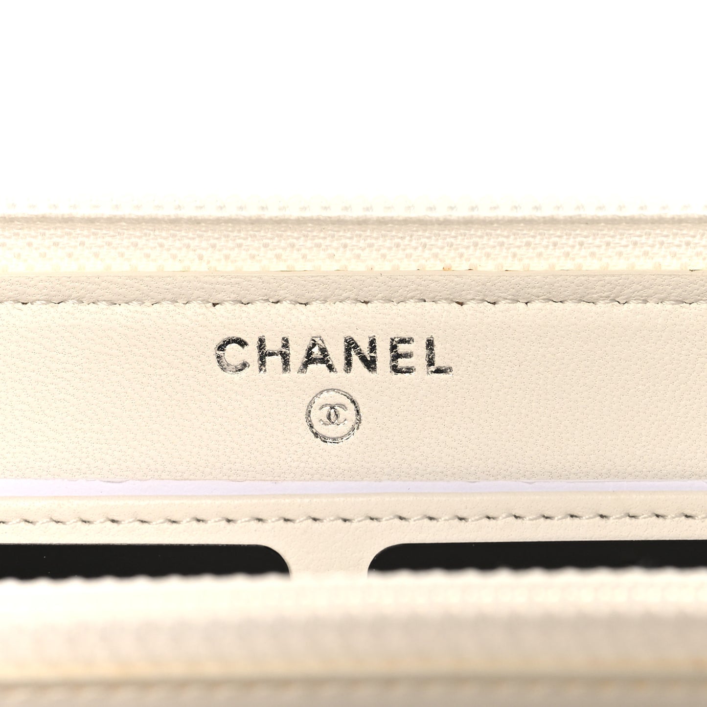 Tweed Coating Quilted Zip Around Wallet  White