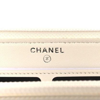 Chanel Tweed Coating Quilted Zip Around Wallet  White 6 of 8