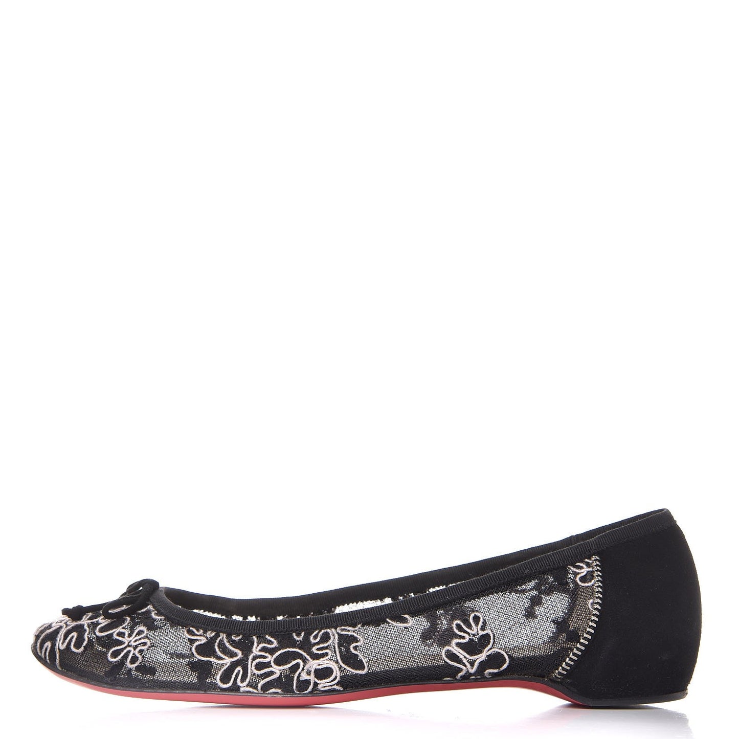Lace Embroidered Flats 39 Black