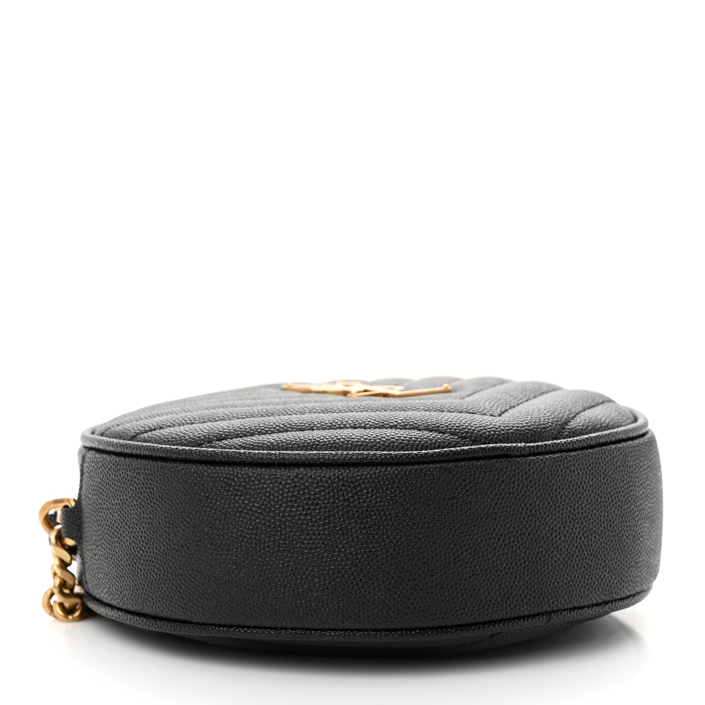 Grain De Poudre Matelasse Chevron Quilted Round Vinyle Camera Bag Black