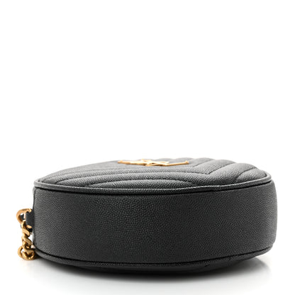 Saint Laurent Grain De Poudre Matelasse Chevron Quilted Round Vinyle Camera Bag Black 4 of 11