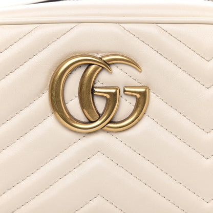 Gucci Calfskin Matelasse Small GG Marmont Chain Shoulder Bag White 8 of 13