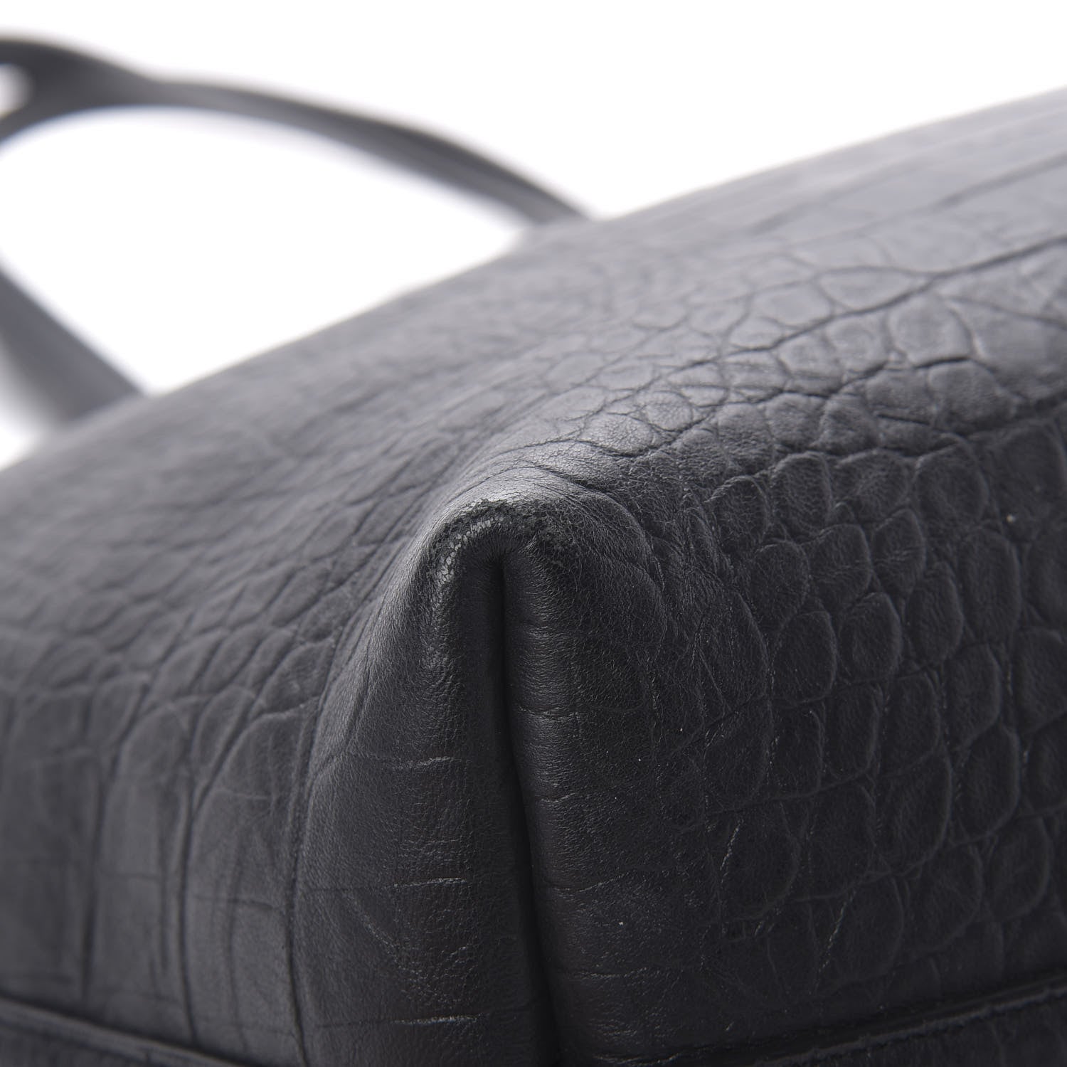 Saint Laurent Calfskin Crocodile Embossed Large Shopper Tote Black 13 of 14