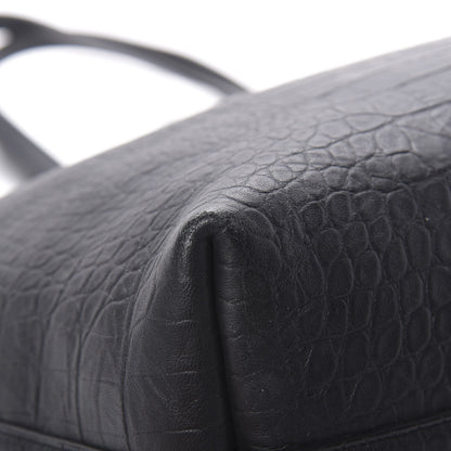 Saint Laurent Calfskin Crocodile Embossed Large Shopper Tote Black 13 of 14