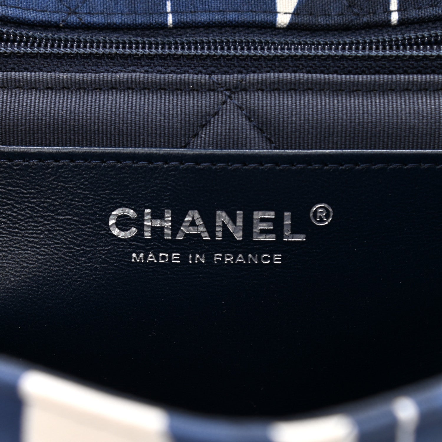 Chanel Floral Printed Silk CC Medium Single Flap Navy Blue White 6 of 11