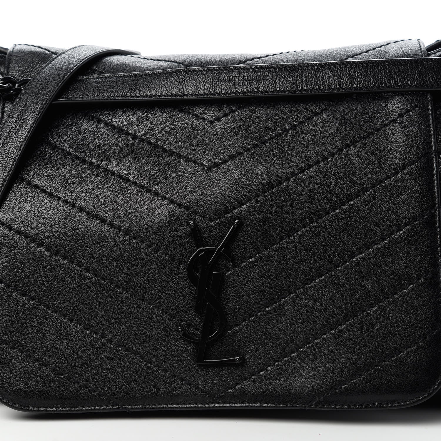 Saint Laurent Vintage Lambskin Chevron Monogram Medium Nolita Black 8 of 10