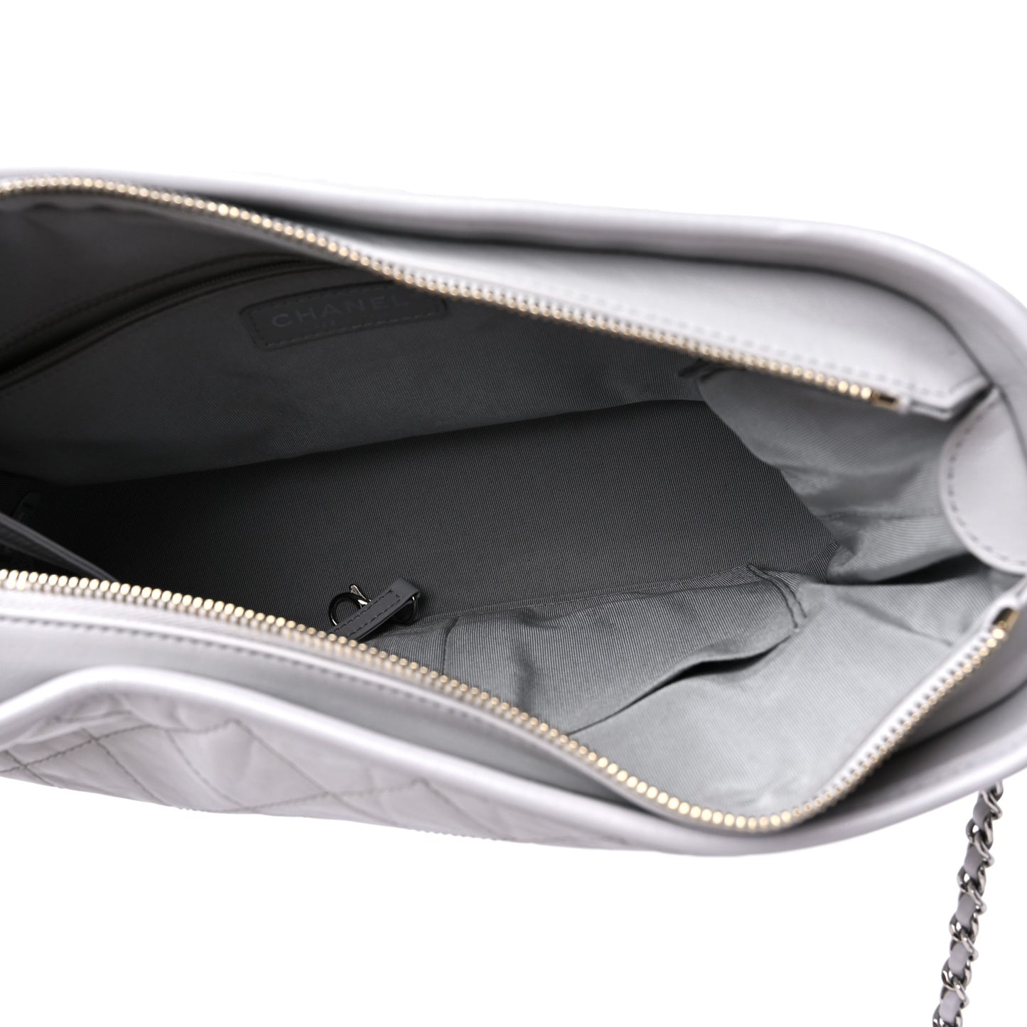 Aged Calfskin Quilted Medium Gabrielle Hobo Light Grey