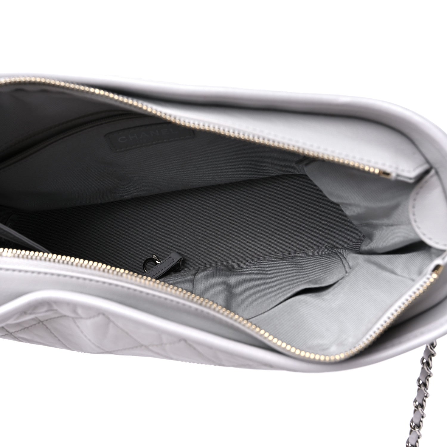 Chanel Aged Calfskin Quilted Medium Gabrielle Hobo Light Grey 4 of 11