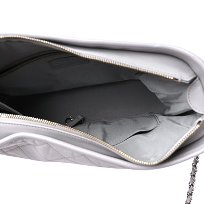 Chanel Aged Calfskin Quilted Medium Gabrielle Hobo Light Grey 4 of 11