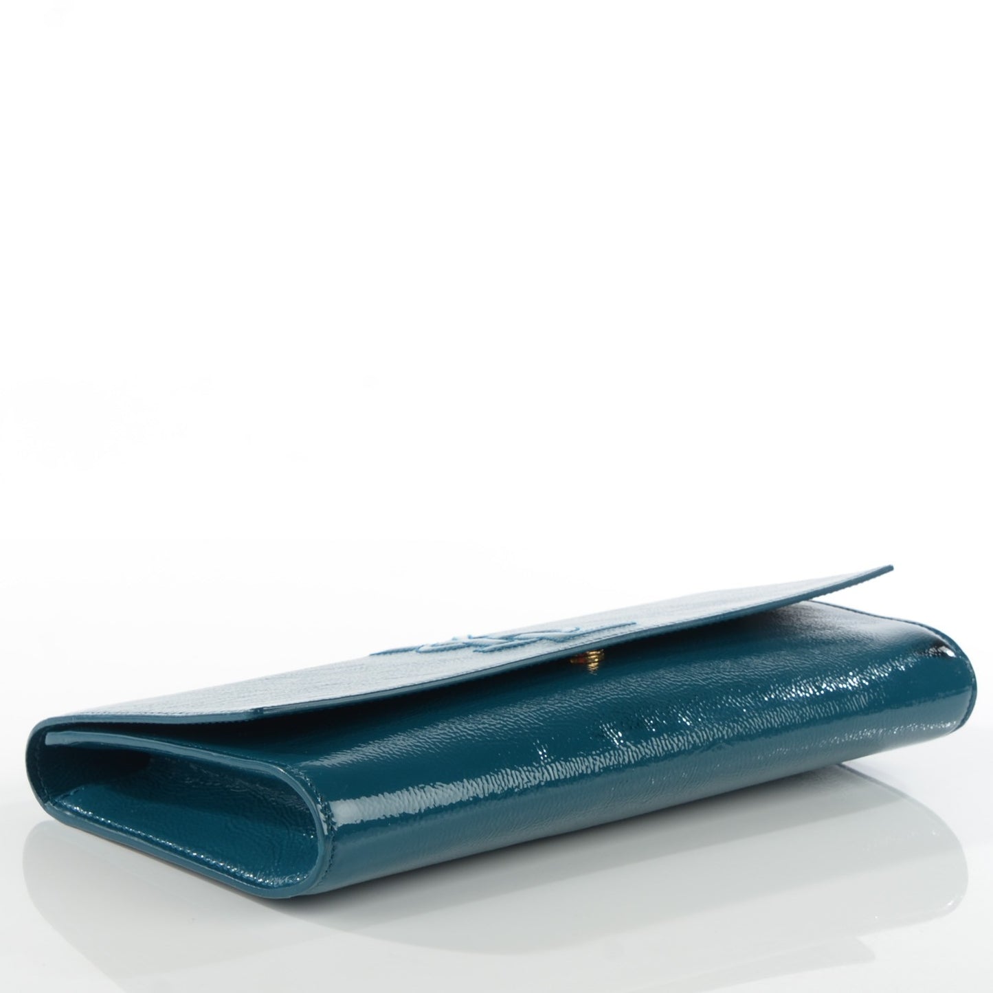 Textured Patent Monogram Large Belle de Jour Clutch Turquoise
