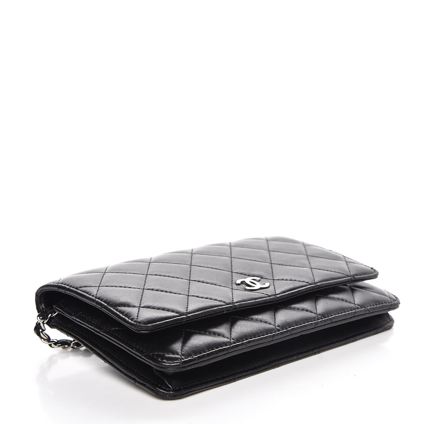 Lambskin Quilted Wallet On Chain WOC Black