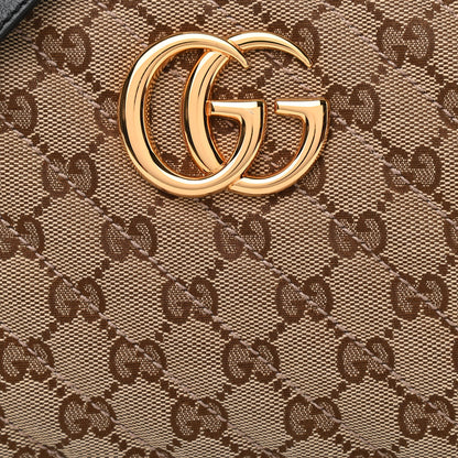 Gucci Monogram Matelasse Diagonal Small GG Marmont Chain Shoulder Bag Beige Black 8 of 10